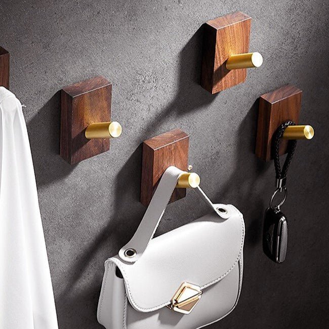 Crochet Mural - WoodHook™ - Rectangle Doré - Maitre Rangement