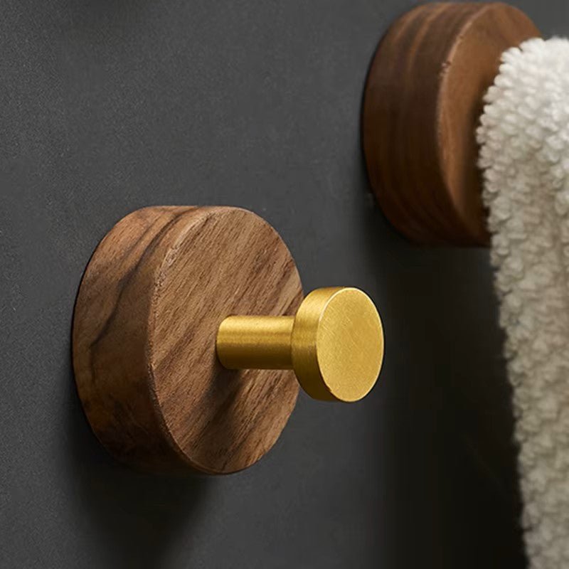 Crochet Mural - WoodHook™ - Rond Doré - Maitre Rangement