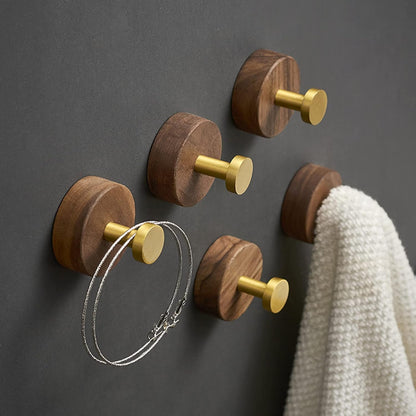 Crochet Mural - WoodHook™ - Rond Doré - Maitre Rangement