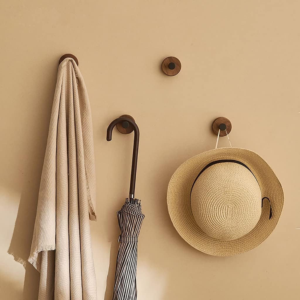Crochet Mural - WoodHook™ - Rond Noir - Maitre Rangement