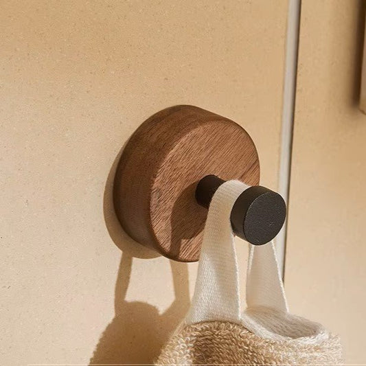 Crochet Mural - WoodHook™ - Rond Noir - Maitre Rangement