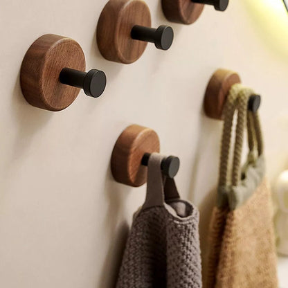 Crochet Mural - WoodHook™ - Rond Noir - Maitre Rangement
